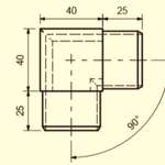 Rohrverbinder V4A 90° horizontal f. Nutrohr 40x40x1,5 mm