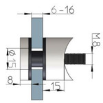 Punktglash. V2A - DM 30 mm - f. 42,4 mm - Glst. 6-16 mm