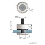 Punkthalter V2A DM 35 mm - Flachanschluss- Gst. bis 12mm