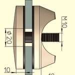 Punktglash. V2A-DM 70mm-f. Rohr 42,4mm-M10-Glst. 8-18mm