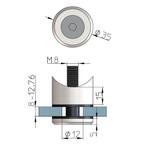 Punkthalter V2A DM 28 mm f. Rohr 33.7 mm - Glst. bis 12mm