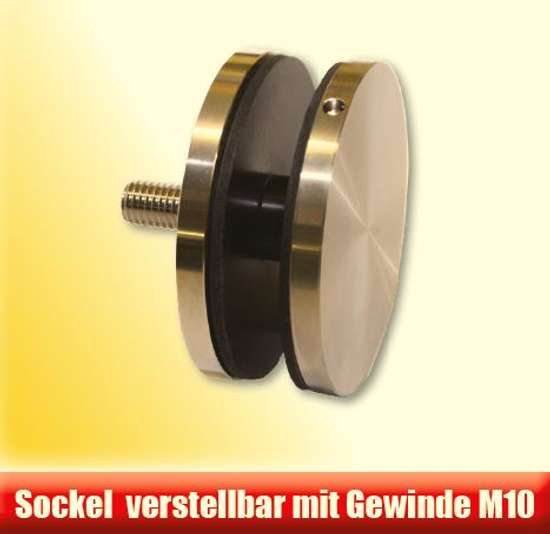 Punktglashalter V2A DM 69.5 mm - Flach - Glst. 13.52-21.52mm