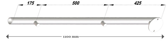 Geländerst. V2A m. Seitenpl. L: 1000 mm 